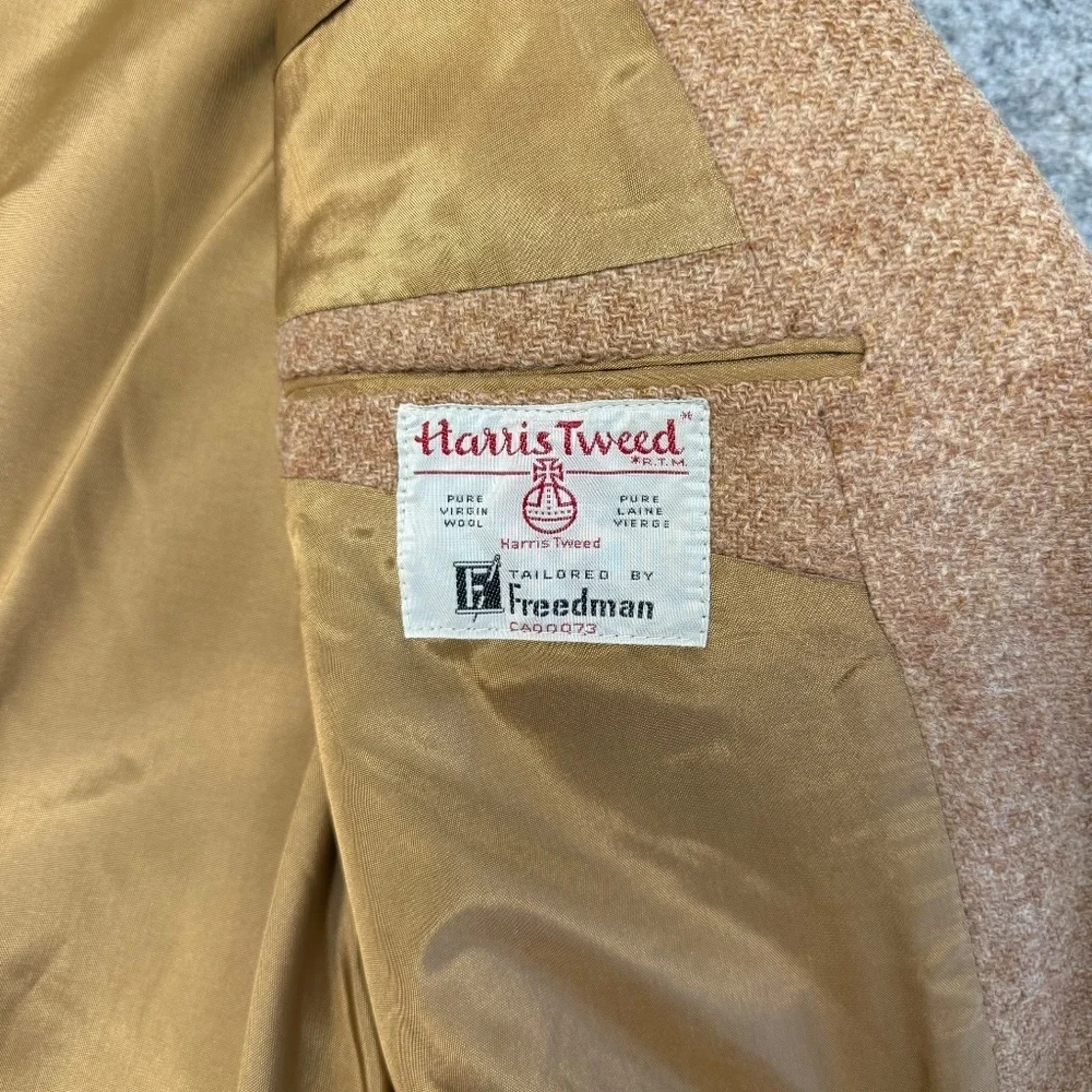 Harris Tweed Freedman Academia Camel Brown Wool Sport Coat Blazer Jacket Mens - Picture 6 of 12